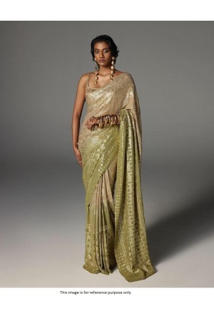 Bollywood Manish Malhotra inspired beige green shaded saree