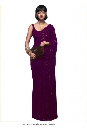 Bollywood Sabyasachi Inspired Wine georgette sequin saree