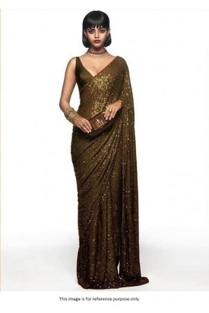 Bollywood Sabyasachi Inspired mehandi georgette sequin saree