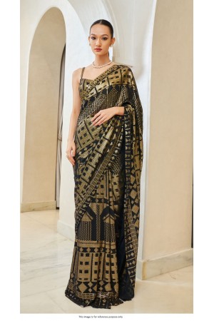 Bollywood Manish Malhotra inspired black and gold saree