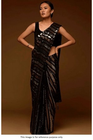 Bollywood model Black georgette sequins saree