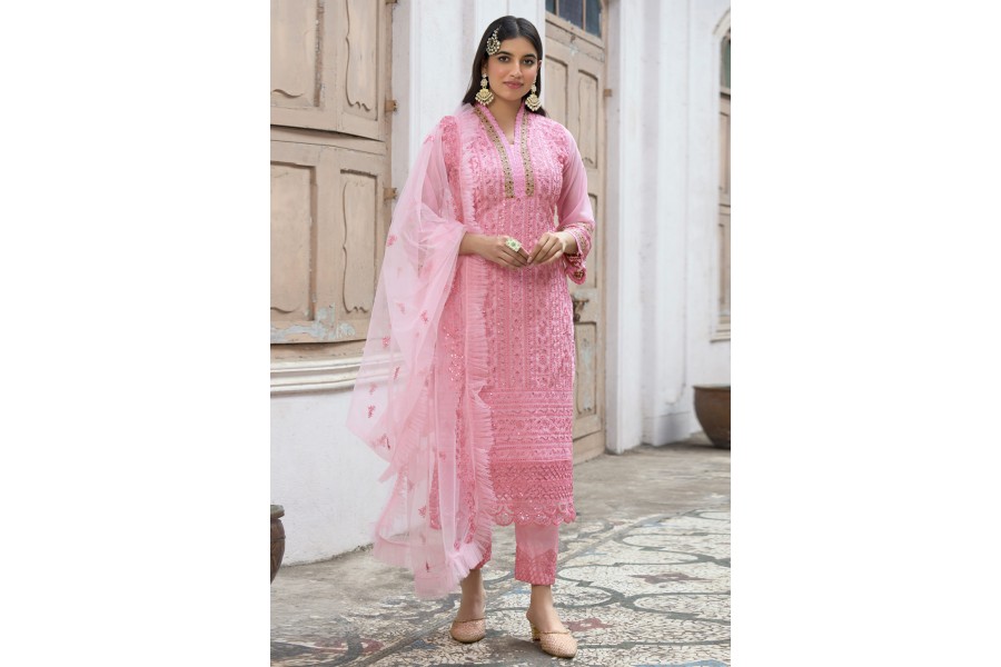 Grey Faux Georgette Suit Pant main image 1