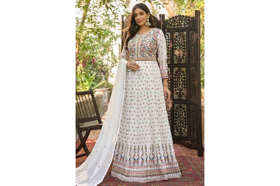 Deep Purple Pant style Anarkali Faux Georgette main image 1