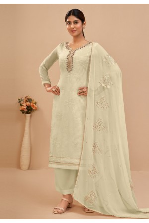 Georgette pakistani suit in Beige colour 2045D