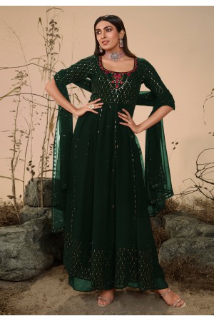 Georgette pakistani suit in Green colour 4822