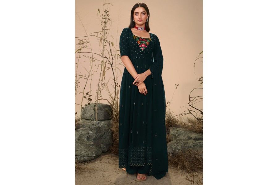 Sea Green Readymade Pakistani Georgette Suit