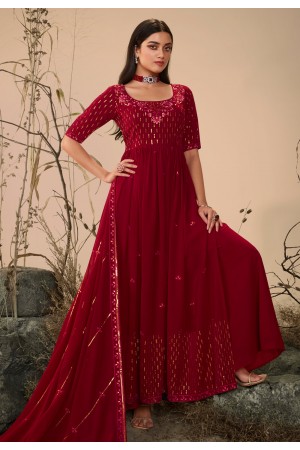 Georgette pakistani suit in Maroon colour 4824