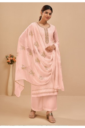 Georgette pakistani suit in Peach colour 2046B