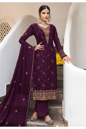 Georgette pakistani suit in Purple colour 161332