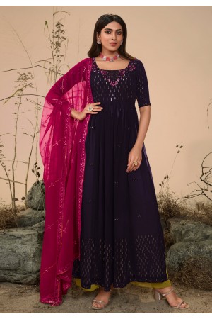 Georgette pakistani suit in Purple colour 4832