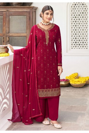 Georgette palazzo suit in Magenta colour 161329