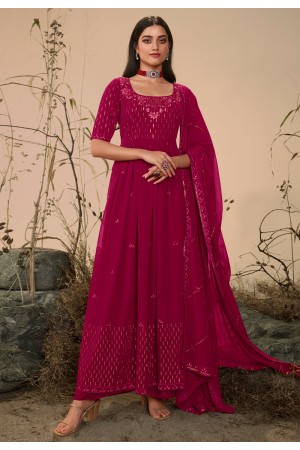 Georgette palazzo suit in Magenta colour 4825