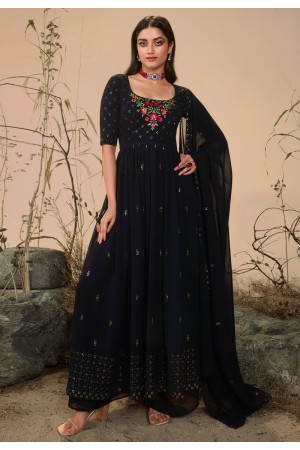 Georgette palazzo suit in Navy blue colour 4827