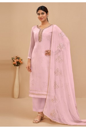 Georgette palazzo suit in Pink colour 2045C