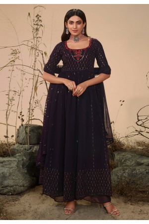 Georgette palazzo suit in Purple colour 4821