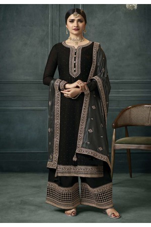 Prachi desai Silk georgette pakistani suit in black colour 63876