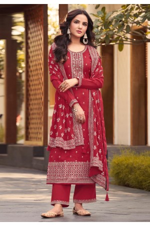 Silk pakistani suit in Maroon colour 16086