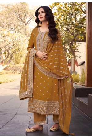 Silk palazzo suit in Mustard colour 16085