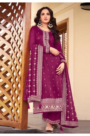 Silk palazzo suit in Purple colour 16083