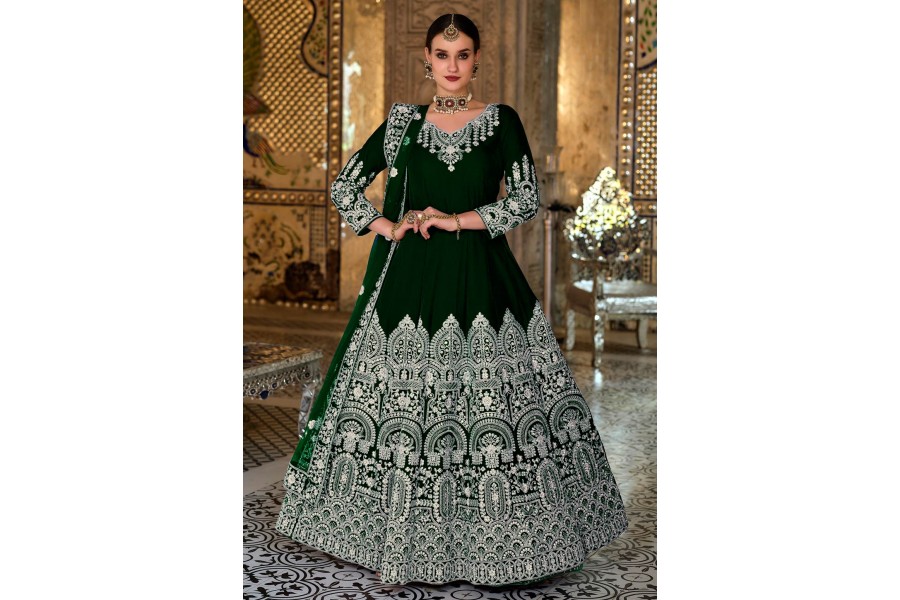 Purple Wine Velvet Abaya Style Floor Length Anarkali Suit