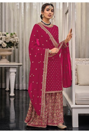 Georgette palazzo suit in Rani Pink colour 1448B