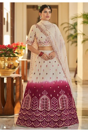 Art silk a line lehenga choli in Off white colour 2262