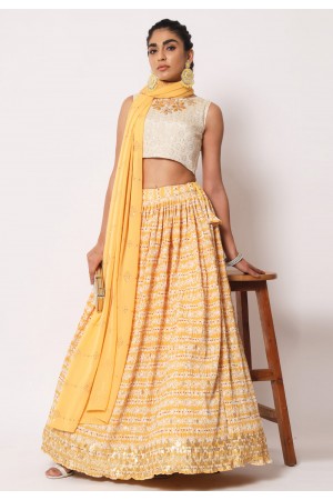 Art silk a line lehenga choli in Yellow colour 2292