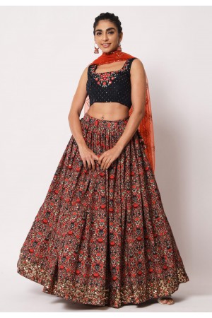 Art silk circular lehenga choli in Multicolor colour 2299