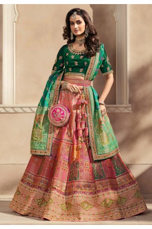 Banarasi silk circular lehenga choli in Multicolor colour 10234
