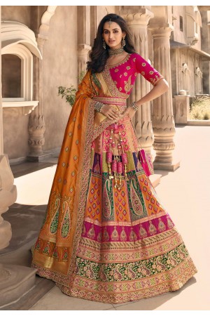 Banarasi silk circular lehenga choli in Multicolor colour 10237