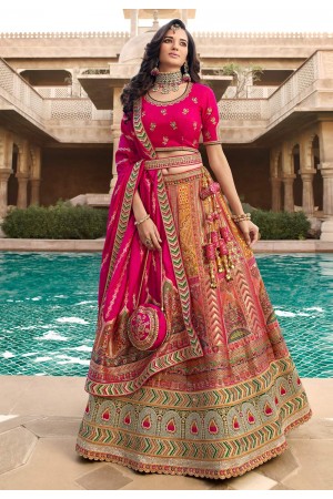 Banarasi silk circular lehenga choli in Mustard colour 10231