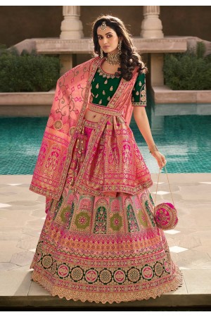 Banarasi silk circular lehenga choli in Pink colour 10238