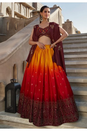 Chinon silk circular lehenga choli in Multicolor colour 2305