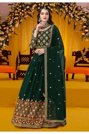 Faux georgette a line lehenga choli in Green colour 15002