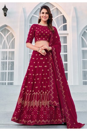 Georgette a line lehenga choli in Magenta colour 162