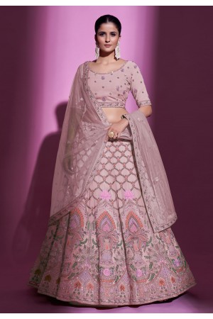 Georgette a line lehenga choli in Pink colour 34019