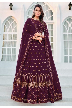 Georgette a line lehenga choli in Purple colour 166