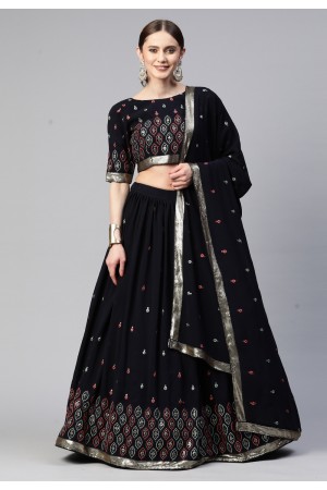 Georgette circular lehenga choli in Black colour 3112