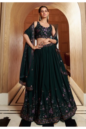 Georgette circular lehenga choli in Green colour 2303