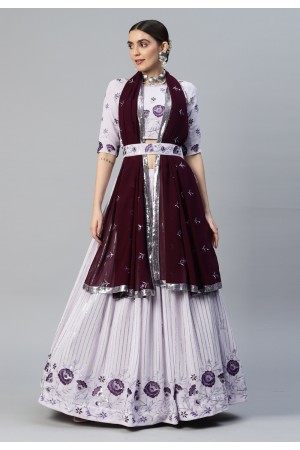 Georgette circular lehenga choli in Lavender colour 3110