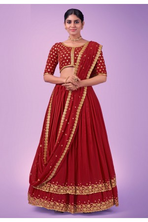 Georgette circular lehenga choli in Maroon colour 39002