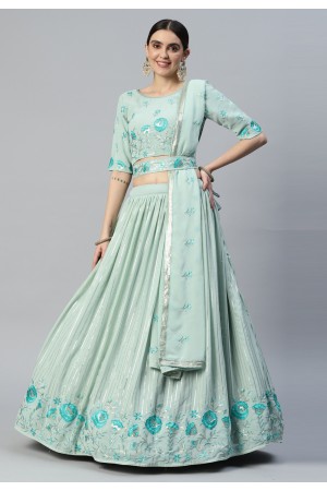 Georgette circular lehenga choli in Sea green colour 3111