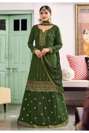 Georgette indo western lehenga choli in Green colour 893