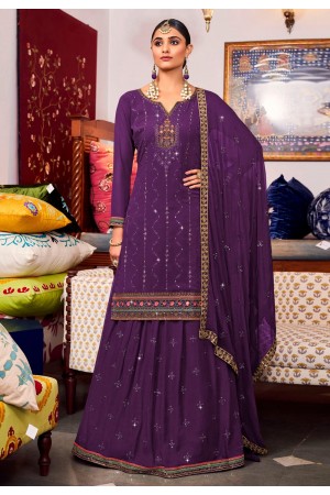 Georgette long choli lehenga in Purple colour 896