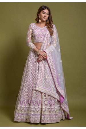 Net a line lehenga choli in Light purple colour 1072