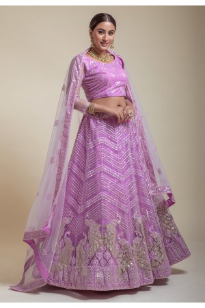 Net a line lehenga choli in Light purple colour 1078