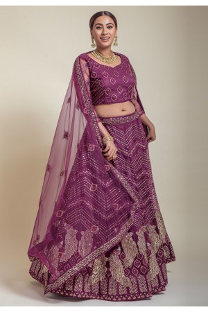 Net a line lehenga choli in Purple colour 1077