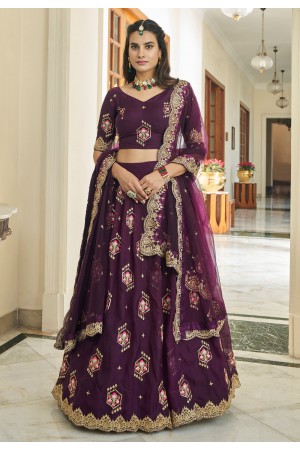 Organza circular lehenga choli in Purple colour 2403