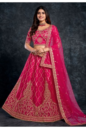Silk circular lehenga choli in Magenta colour 3801