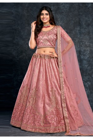 Silk circular lehenga choli in Pink colour 3802